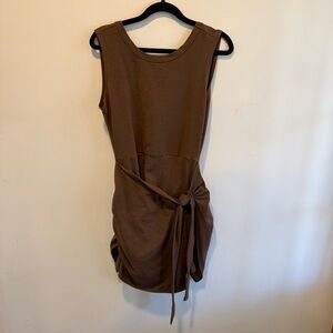 Small wrap Brown Tie-Waist Women's Dress small